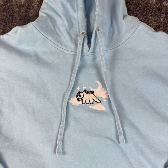 Yu-Gi-Oh! Gilgamesh Hoodie Sweatshirt Sz XL Light Blue Fleece Embroidered - Picture 2 of 10